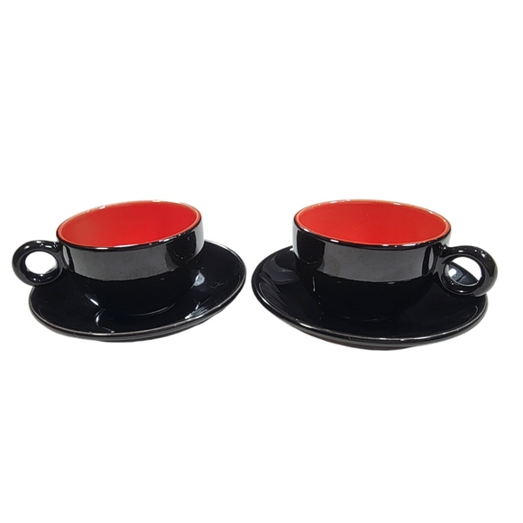 Rare Vintage Pagnossin Treviso Italy Black Espresso/Demitasse Cups & Saucers Set - Picture 12 of 13